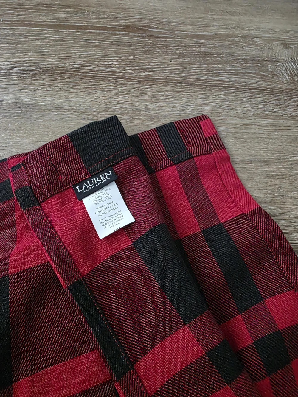 Lauren Ralph Lauren Red and Black Plaid Fabric Shower Curtain
